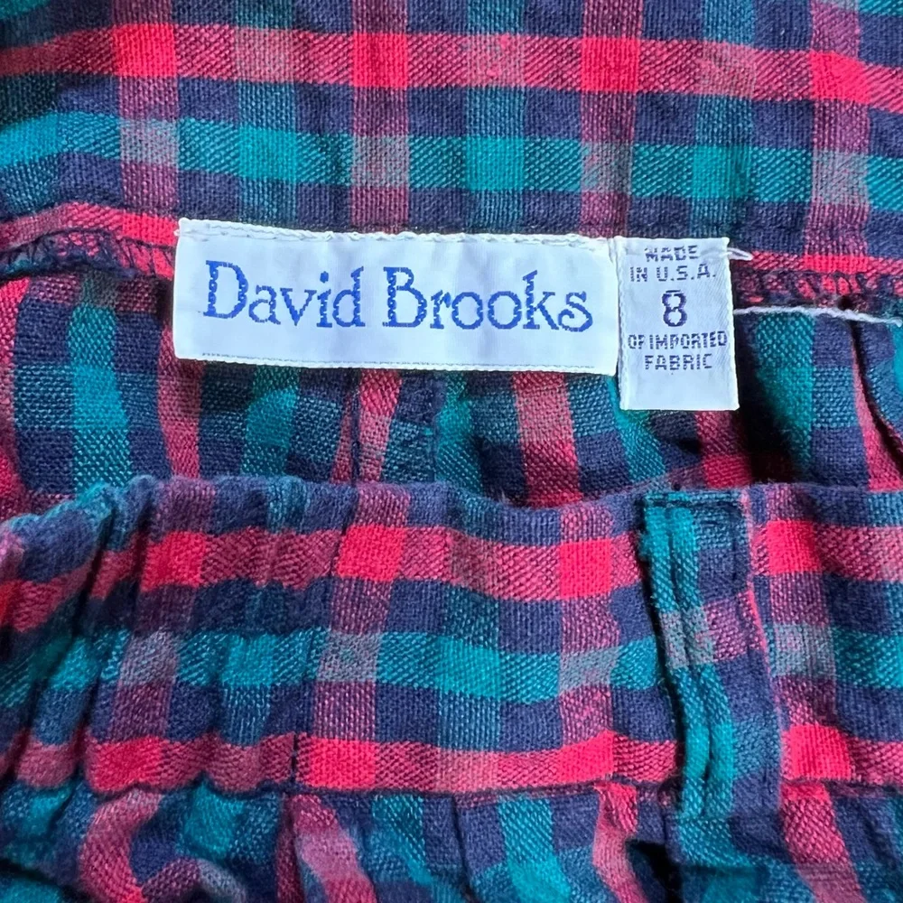 VINTAGE 80s tartan plaid check cotton trouser pants high waisted preppy academia